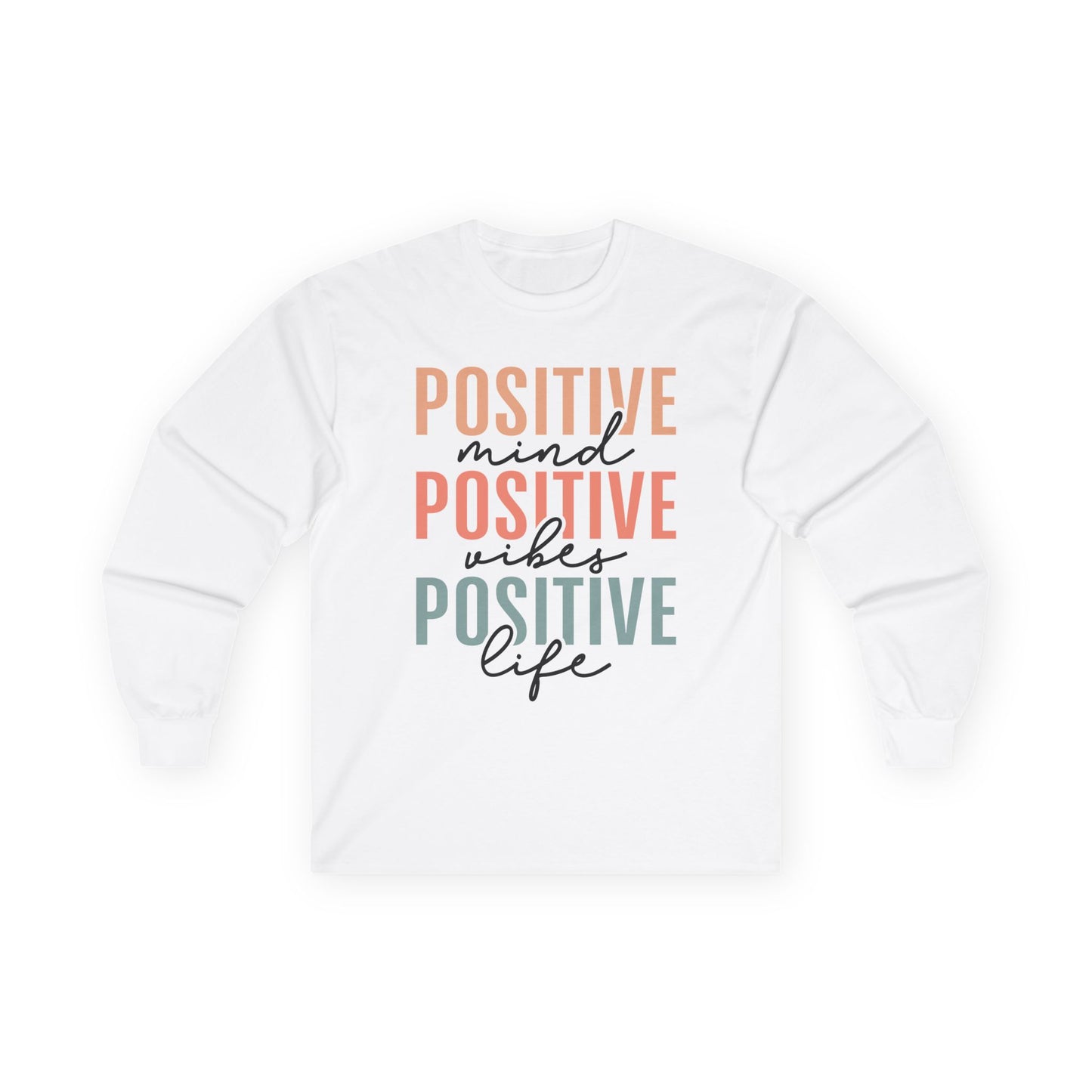 Positive Vibes Long Sleeve Tee | Inspirational Shirt for Mindfulness, Gifts for Friends, Positive Quotes, Motivational Apparel