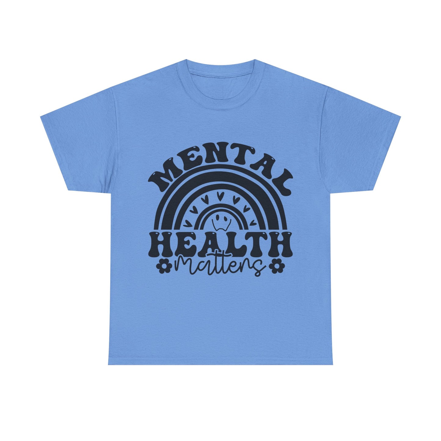 Mental Health Unisex Heavy Cotton Tee, Positive Vibes Shirt, Self-Care Gift, Well-being Awareness Gift, Casual Everyday Wear, Rainbow Design