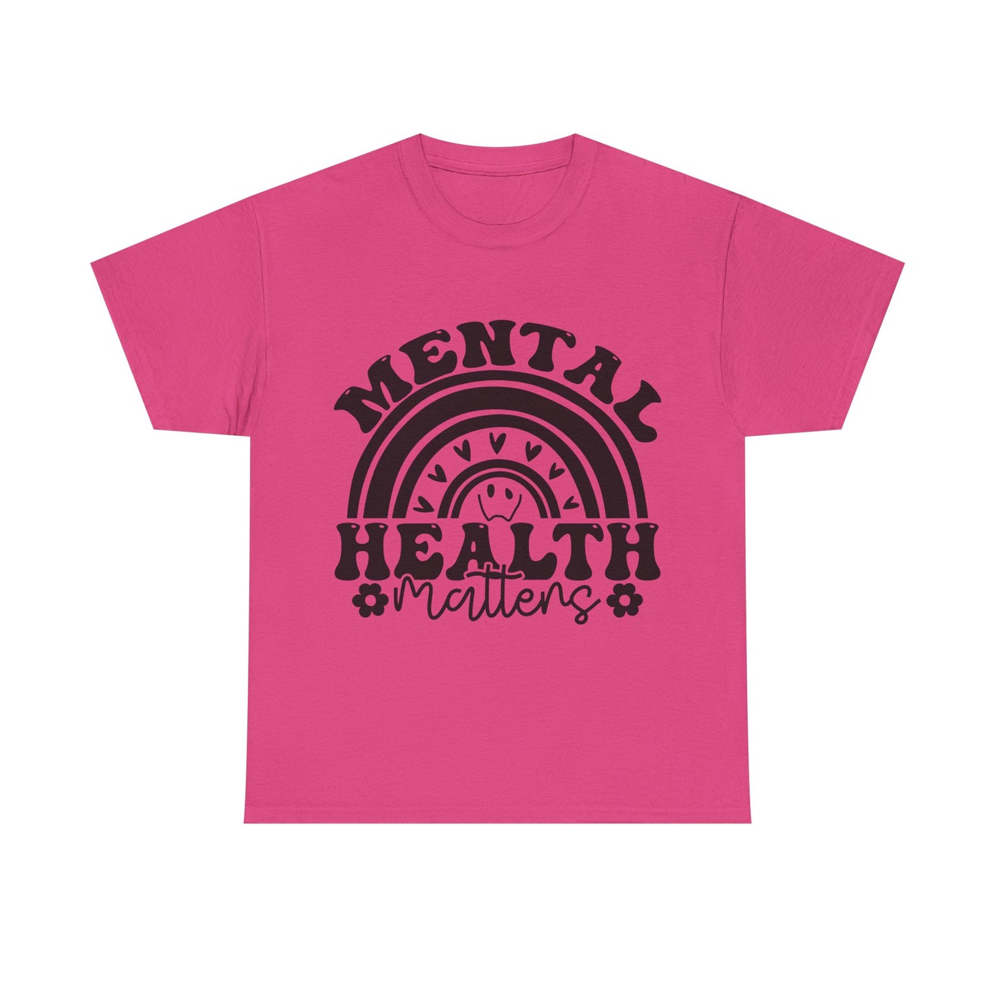 Mental Health Unisex Heavy Cotton Tee, Positive Vibes Shirt, Self-Care Gift, Well-being Awareness Gift, Casual Everyday Wear, Rainbow Design
