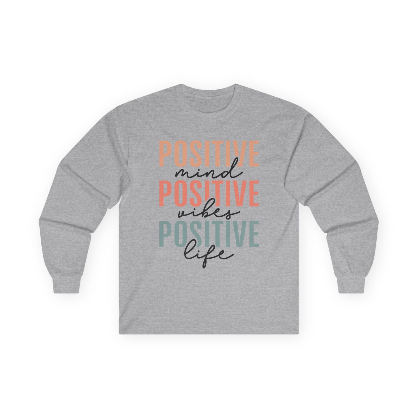 Positive Vibes Long Sleeve Tee | Inspirational Shirt for Mindfulness, Gifts for Friends, Positive Quotes, Motivational Apparel