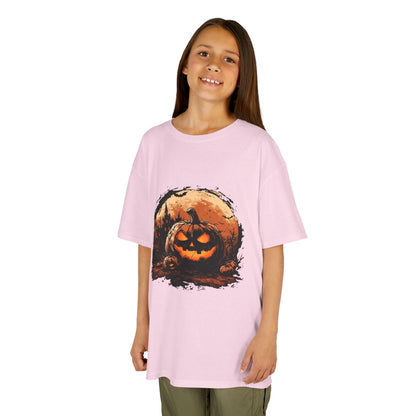 Halloween Pumpkin Kids Tee, Spooky T-Shirt for Children, Autumn Apparel, Trick or Treat Ready, Fall Festival Outfit, Fun Halloween Gift