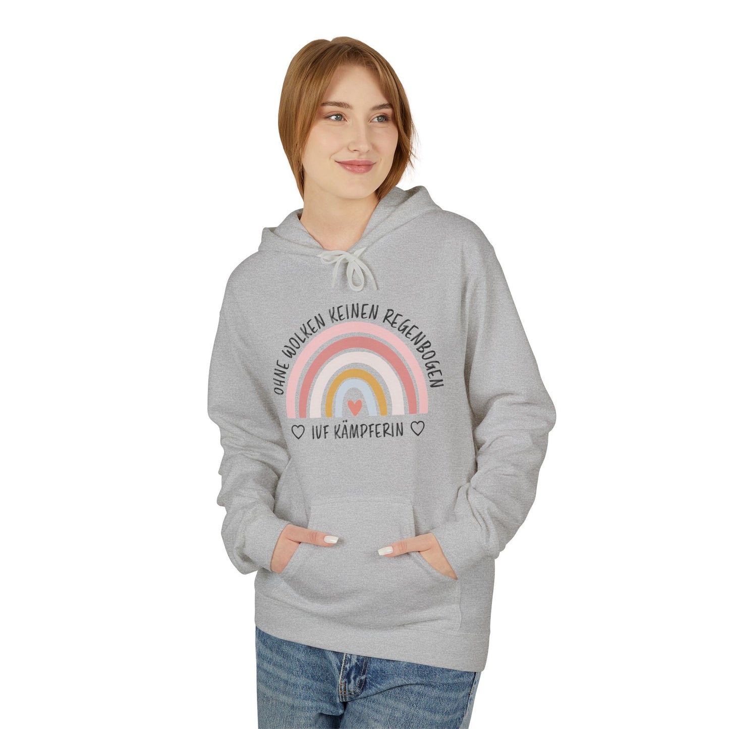 Rainbow Camper Unisex Fleece Hoodie, Cozy Sweatshirt, Camper Gift, Camping Apparel, Rainbow Design, Outdoor Lover Hoodie